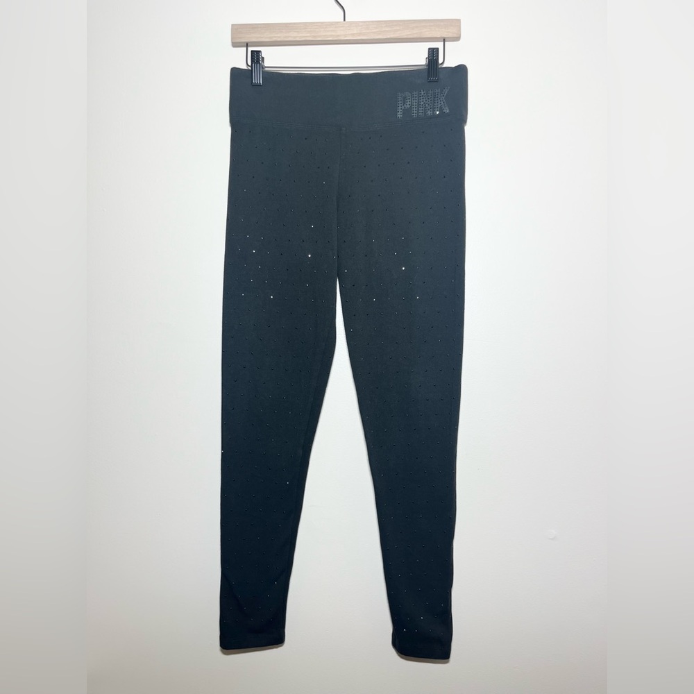 PINK Victoria’s Secret Black Studded Rhinestone Full Length Leggings‎ | Y2K | SM